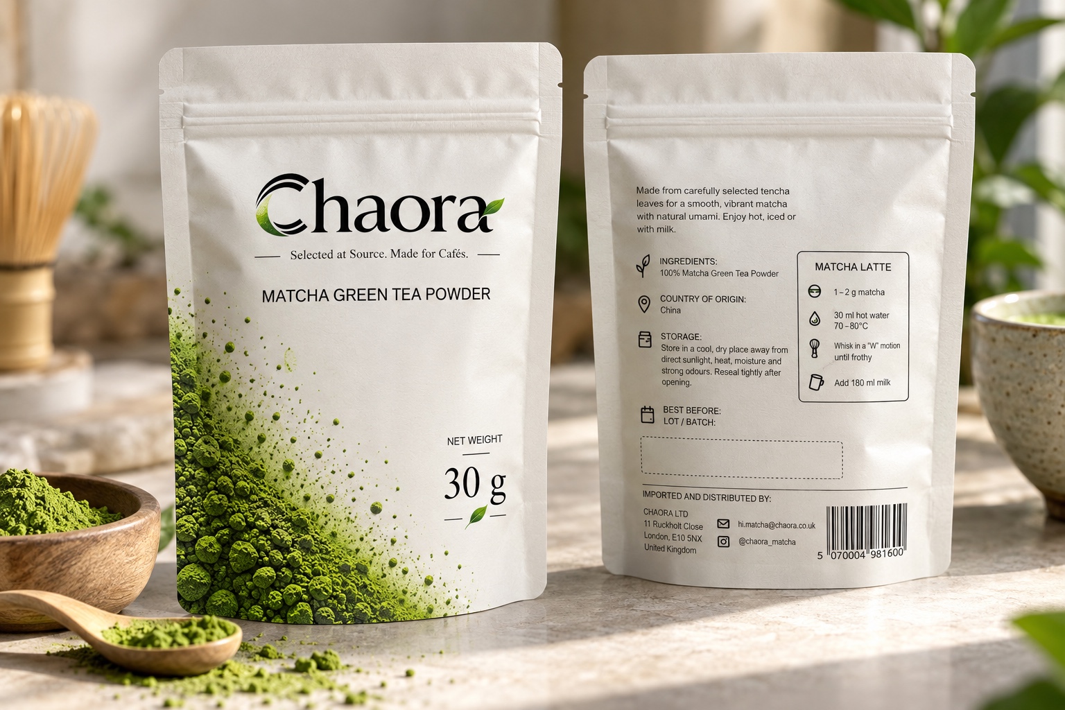 Chaora 30 g matcha packaging